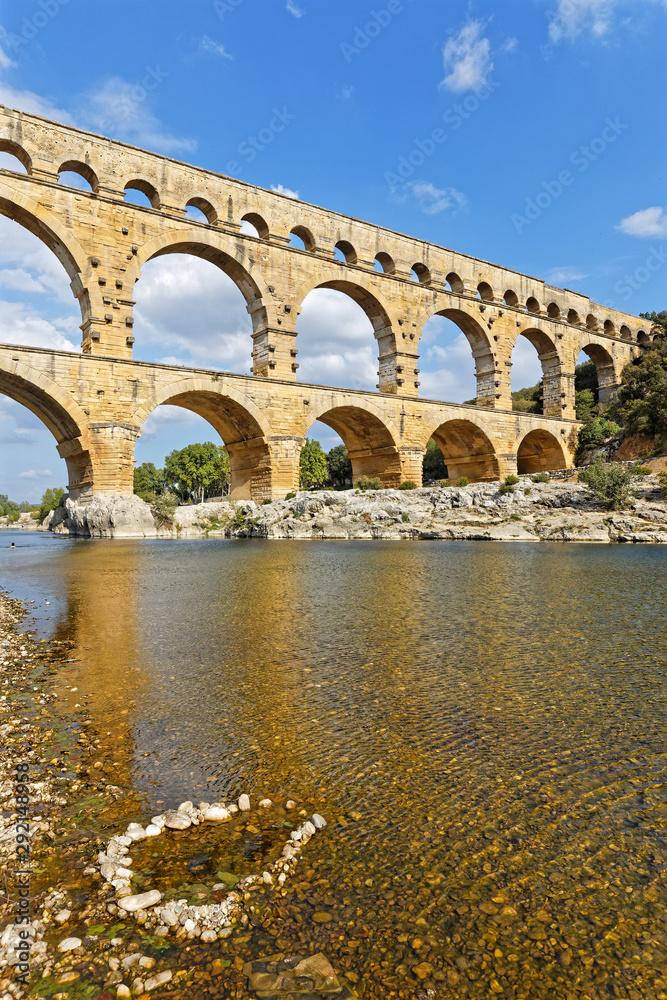 REMOULINS, FRANCE, SEPTEMBER 20, 2019 The Pont du Gard, the highest