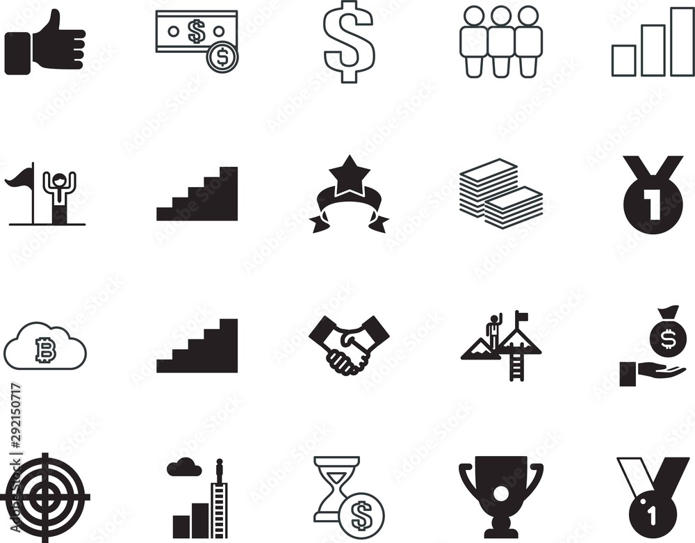 Fototapeta premium success vector icon set such as: shoot, honor, hands, positive, digital, mining, diagram, successful, shooting, hourglass, star, family, earnings, welcome, lots, debt, cup, art, shop, support, report