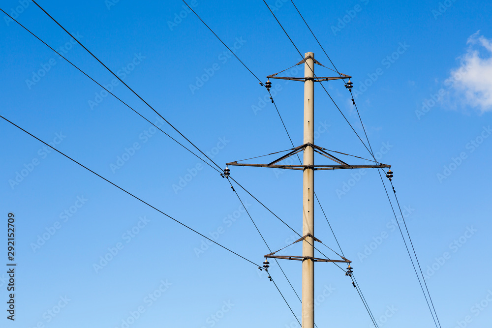 Concrete power line pylon with insulators and wires Concrete power line pylon with insulators and wires