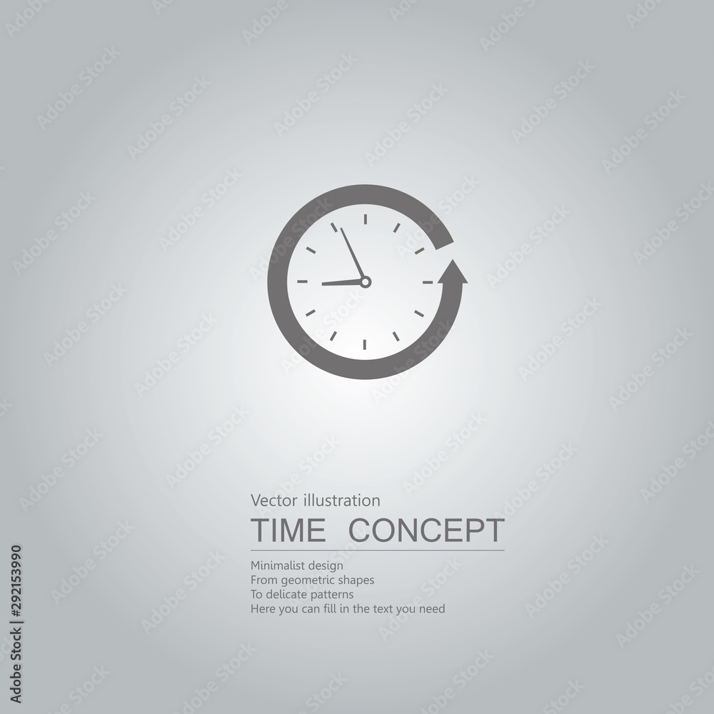 Vector drawn clock icon. Isolated on grey background. Vector drawn clock icon. Isolated on grey background.