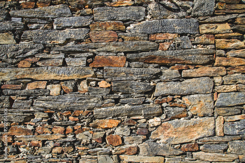 Old traditional stonework wall in Galicia, Spain