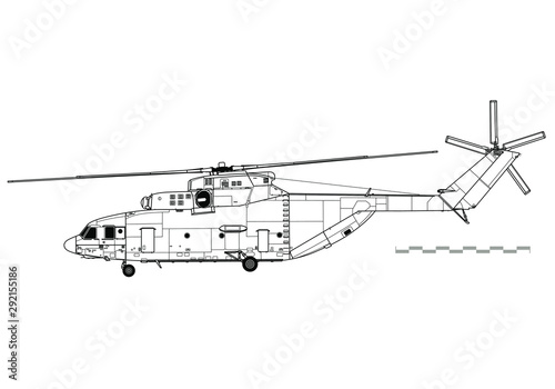Mil Mi-26 Halo. Outline vector drawing