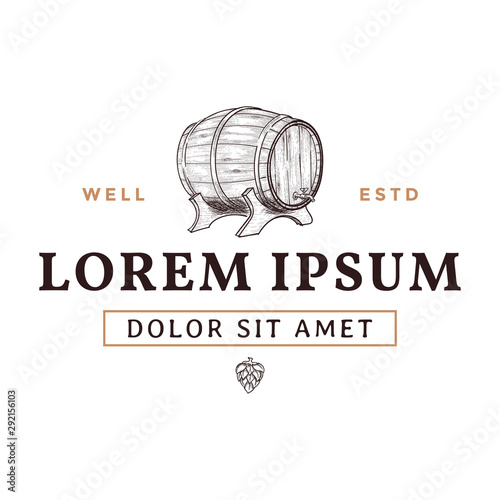Beer barrel hand drawn logo design