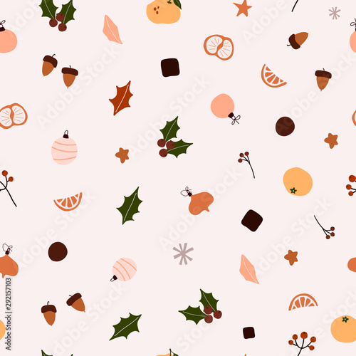 Abstract trendy christmas new year winter holiday seamless pattern with xmas balls