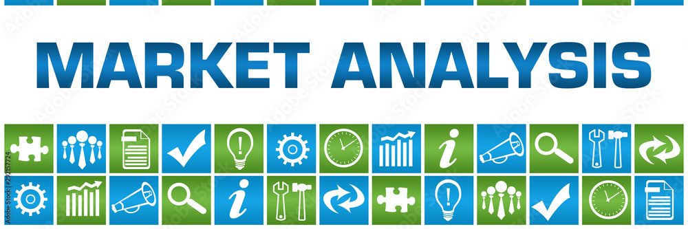Market Analysis Green Blue Box Grid Business Symbols Market Analysis Green Blue Box Grid Business Symbols