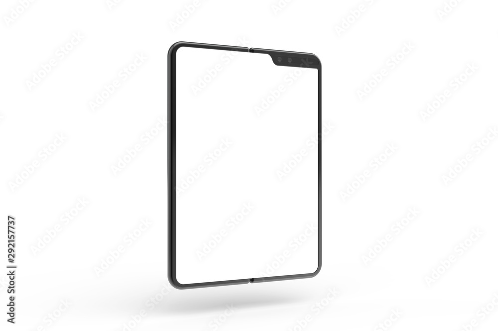 Folding Smart phone empty screen front view on the white background Folding Smart phone empty screen front view on the white background
