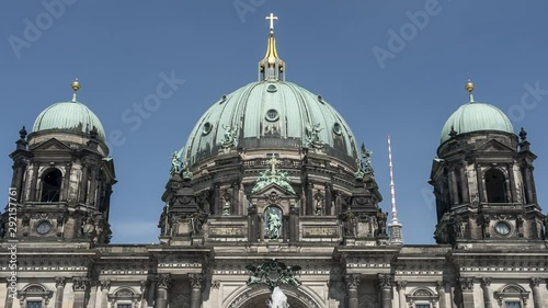 BERLIN, GERMANY, MAY 18, 2017: Hyper Timelapse footage of the Cathedral facade in Berlin.