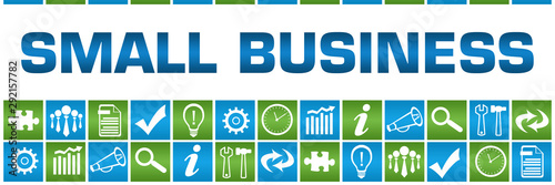 Small Business Green Blue Box Grid Business Symbols 