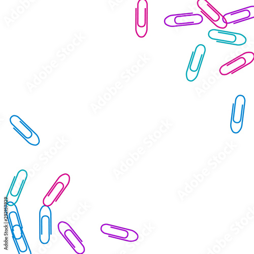 Stationary paperclips isolated on white background