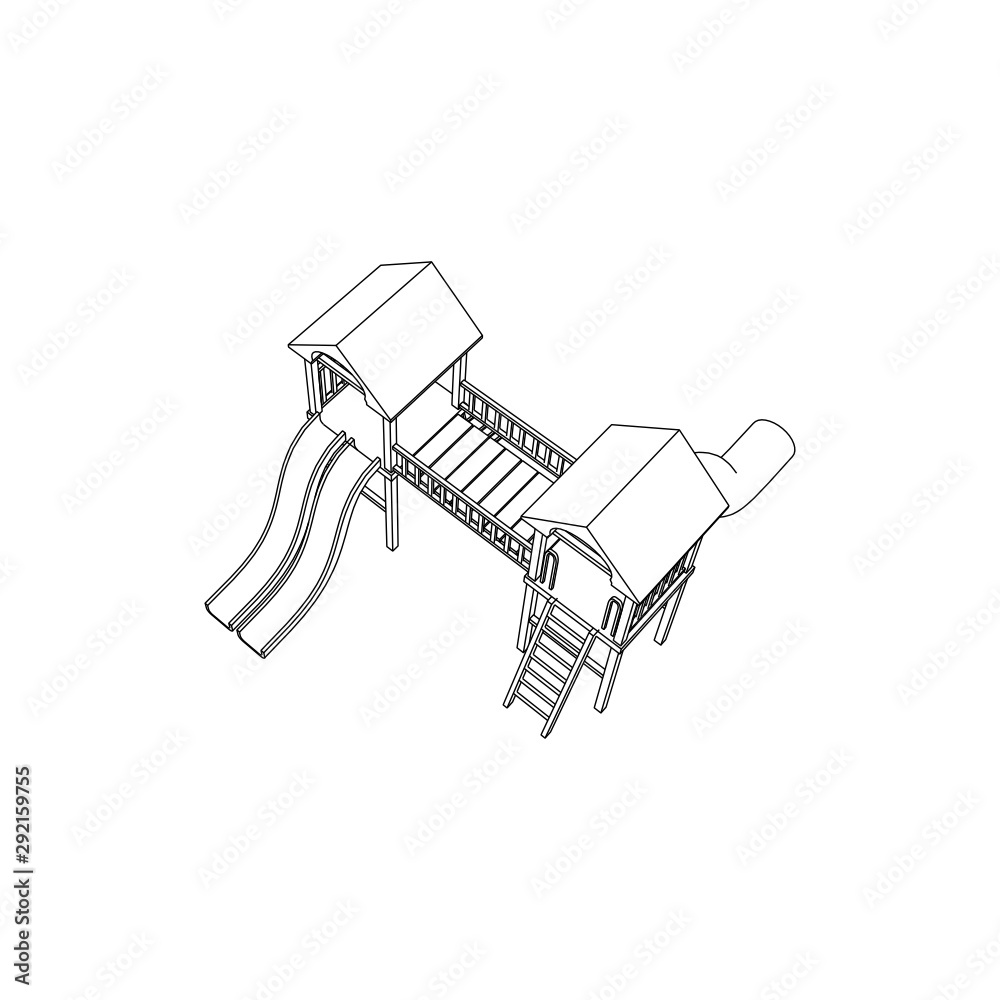 Kids Playground Line art - coloring page, line art illustration for children Kids Playground Line art - coloring page, line art illustration for children