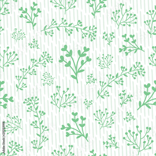 Vector green hand-drawn leafs doodle with stripes