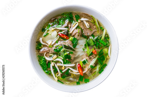 Vietnamise soup pho bo on white background isolated photo