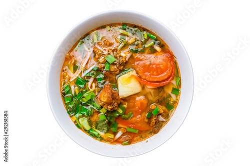 Vietnamese soup Pho Ho on white background isolated