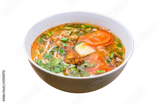 Vietnamese soup Pho Ho on white background isolated