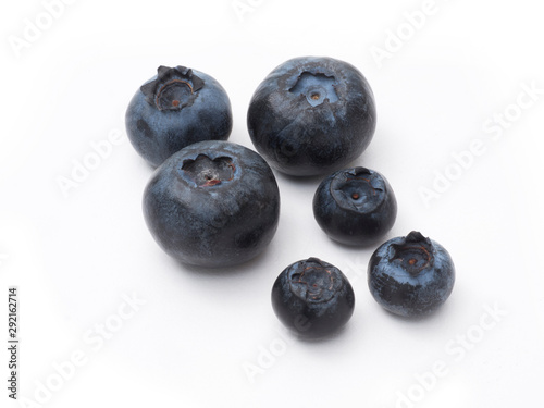 Fresh organic blueberries closeup on white
