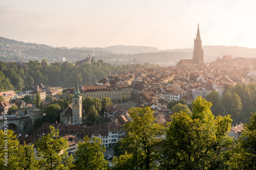 warm afternoon light over the historic city of Bern, Switzerland