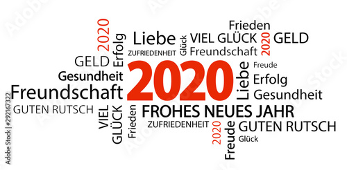 word cloud with new year 2020 greetings