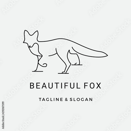 animal Modern Line art Fox logo design inspiration custom logo design vector