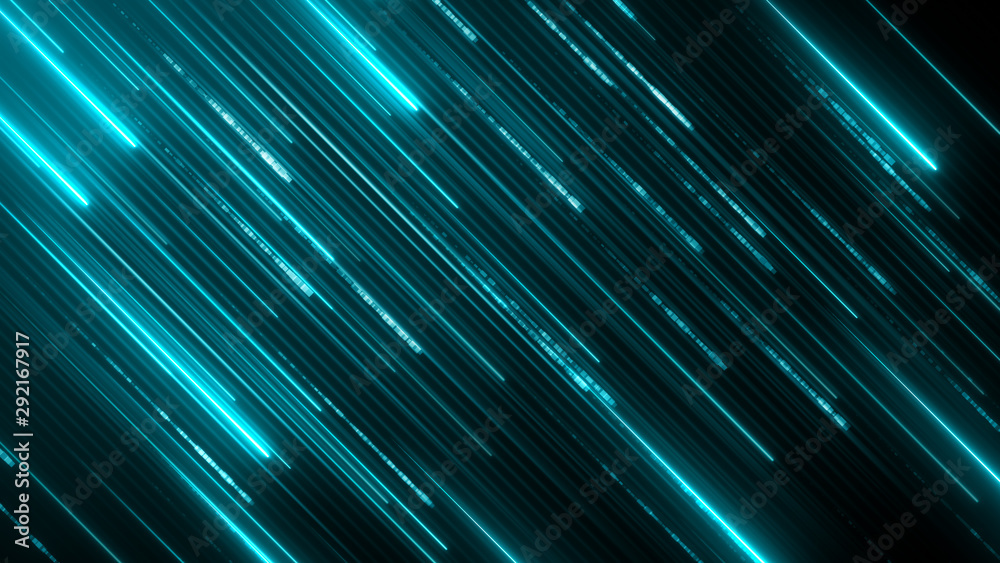 Diagonal neon stripes. Abstract digital media background. Bright shiny lasers texture. Futuristic data flow in a cyberspace. Program code running. Software interface backdrop concept.  - obrazy, fototapety, plakaty 