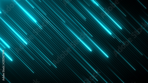 Diagonal neon lines. Tilted stripes. Bright lasers. Abstract cyber background. Data flow pattern. Digital surface.