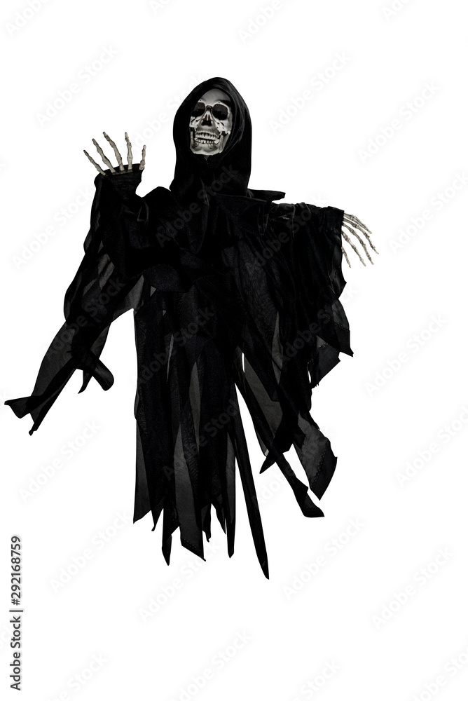 Flying ghost skeleton on a white background. Flying ghost skeleton on a white background.