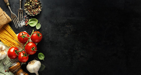 Italian food background with ingredients