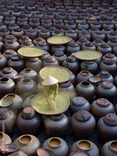 produce soy sauce in tradition village at Hungyen province, Vietnam, this is a handicraft photo