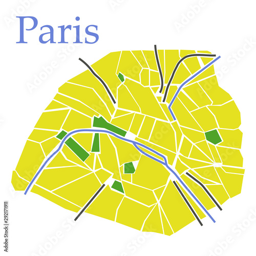 Abstract style plan of Central Paris vector illustration