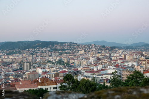 Fototapeta Naklejka Na Ścianę i Meble -  View of the city from the observation platform of the Fortress of O Castro, Vigo, Galicia.