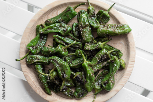 pimientos padron grilled spanish green chilli peppers tapas snack photo
