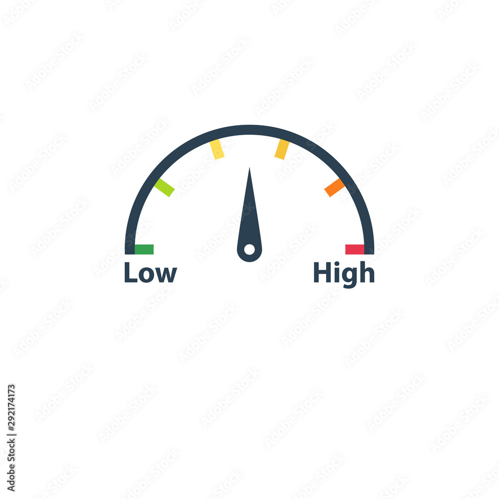 High low risk gauge icon. Clipart image isolated on white background