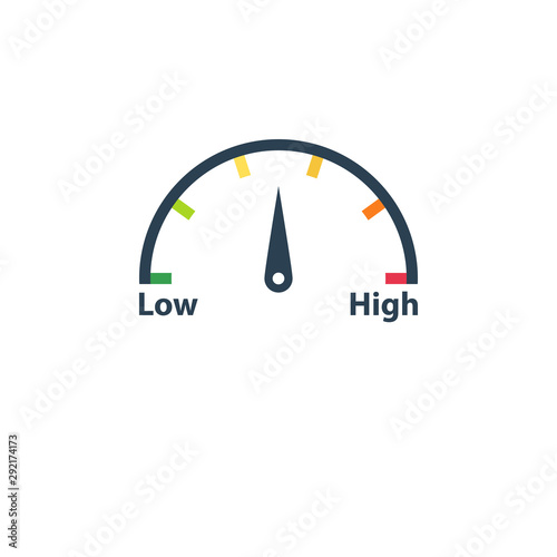 High low risk gauge icon. Clipart image isolated on white background