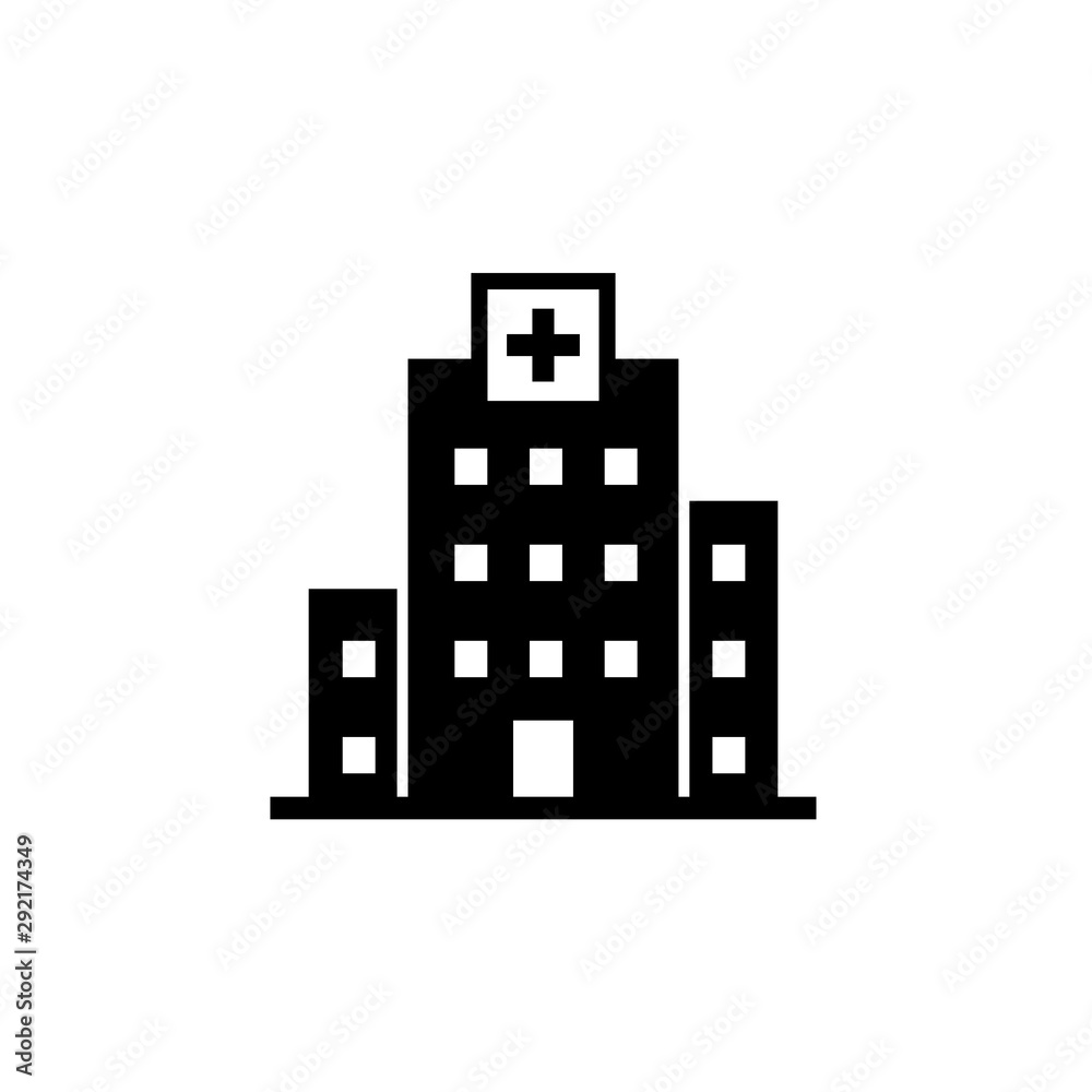 Hospital silhouette icon. Clipart image isolated on white background