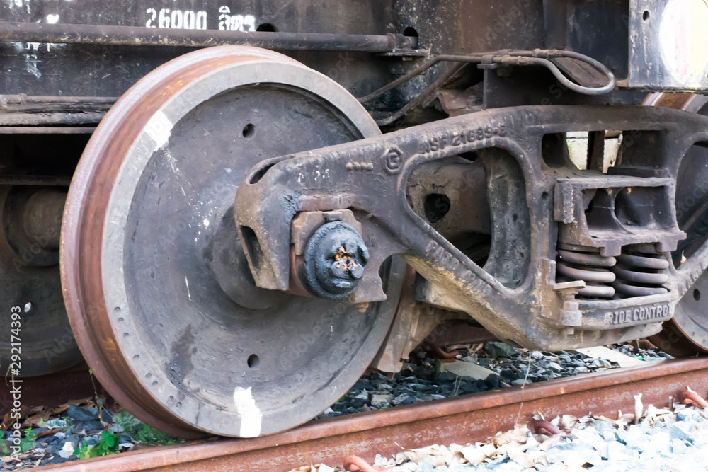 ndustrial rail train wheels closeup technology train rail road