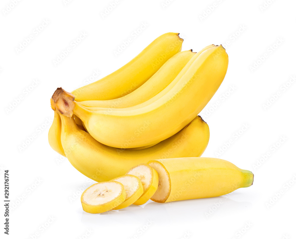 yellow banana isolated on a white background.. full depth of field