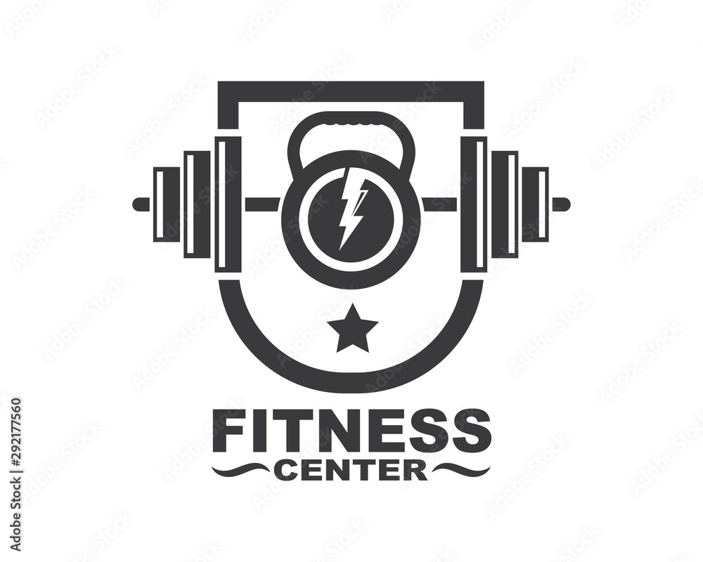 Bodybuilder fitness gym icon logo badge vector illustration