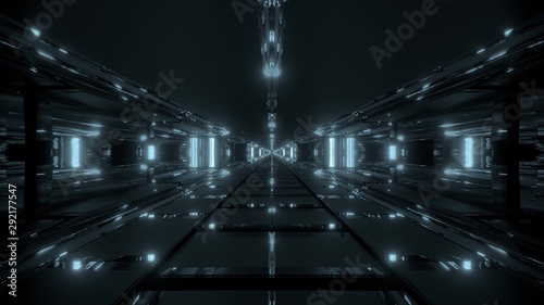 dark futuristic scifi tunnel corridor 3d illustration wallpaper background design