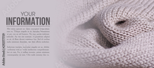 Bild auf Leinwand Beige knitted sweater texture fabric textile macro blur background