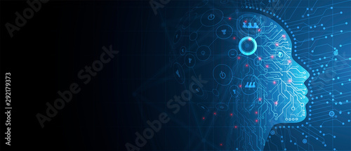 Artificial intelligence. Technology web background. Virtual concept photo