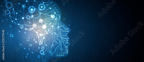Artificial intelligence. Technology web background. Virtual concept photo