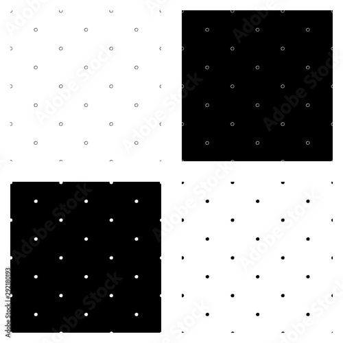 Abstract polka dot pattern set with hand drawn dots. Cute vector black and white polka dot pattern set. Seamless monochrome doodle polka dot pattern set for textile, wallpapers, wrapping and cards.
