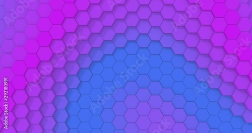Abstract Hexagon Geometric Surface Loop. Purple Blue  waving motion background canvas. Seamless loop 4K FullHD.