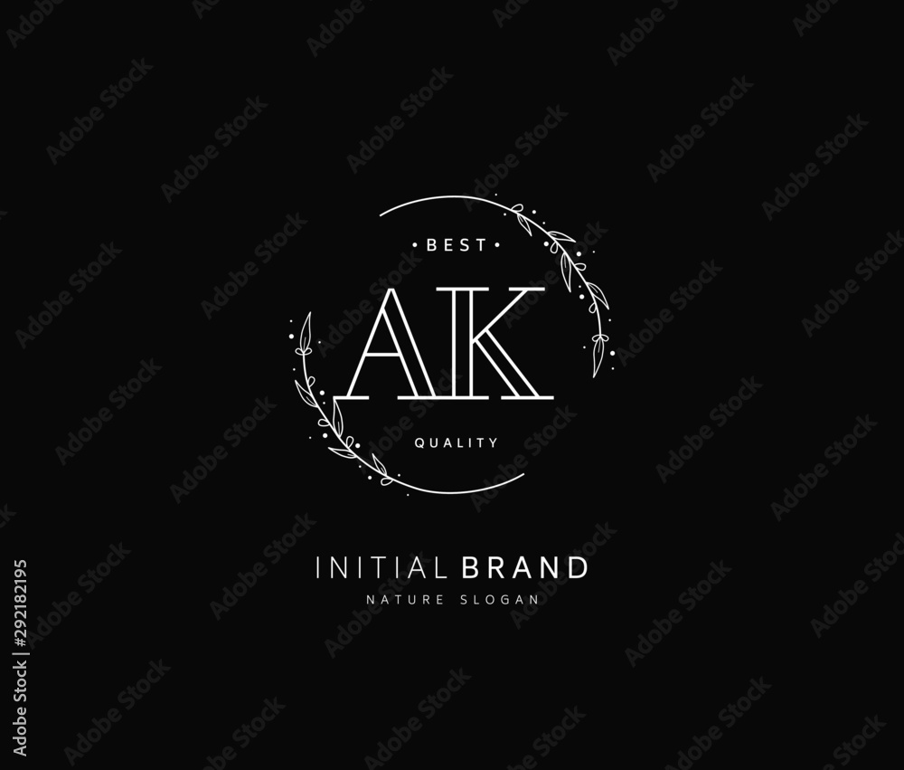 A K AK Beauty vector initial logo, handwriting logo of initial signature, wedding, fashion, jewerly, boutique, floral and botanical with creative template for any company or business. A K AK Beauty vector initial logo, handwriting logo of initial signature, wedding, fashion, jewerly, boutique, floral and botanical with creative template for any company or business.