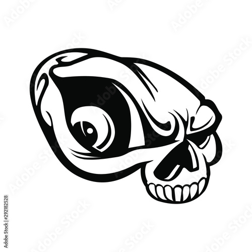 Black and white skull. Tattoos style.