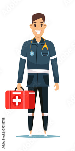 Paramedic flat vector male character