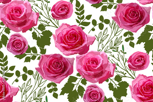 Seamless pattern with garden roses © Elena