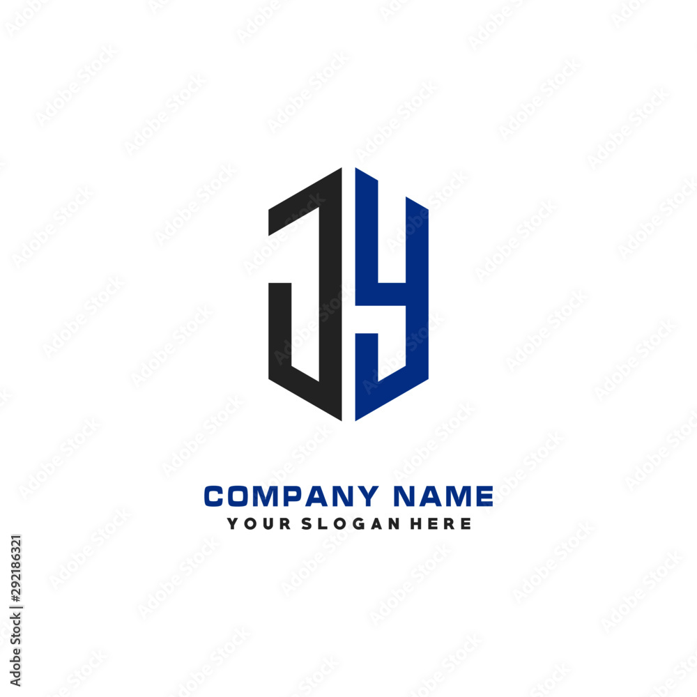 Fototapeta premium JY Letter Logo Hexagonal Design, initial logo for business,