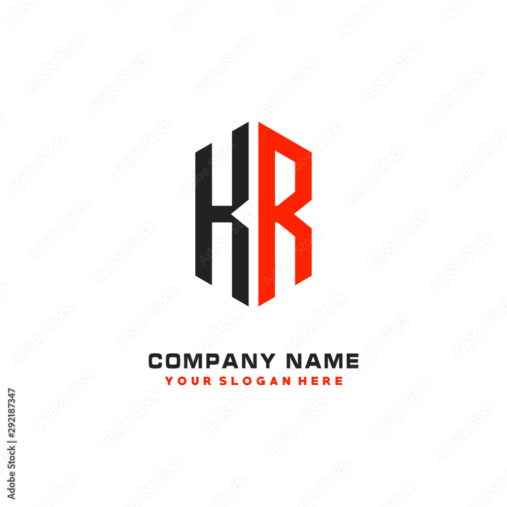 KR Initial Letter Logo Hexagonal Design, initial logo for business, KR Initial Letter Logo Hexagonal Design, initial logo for business,