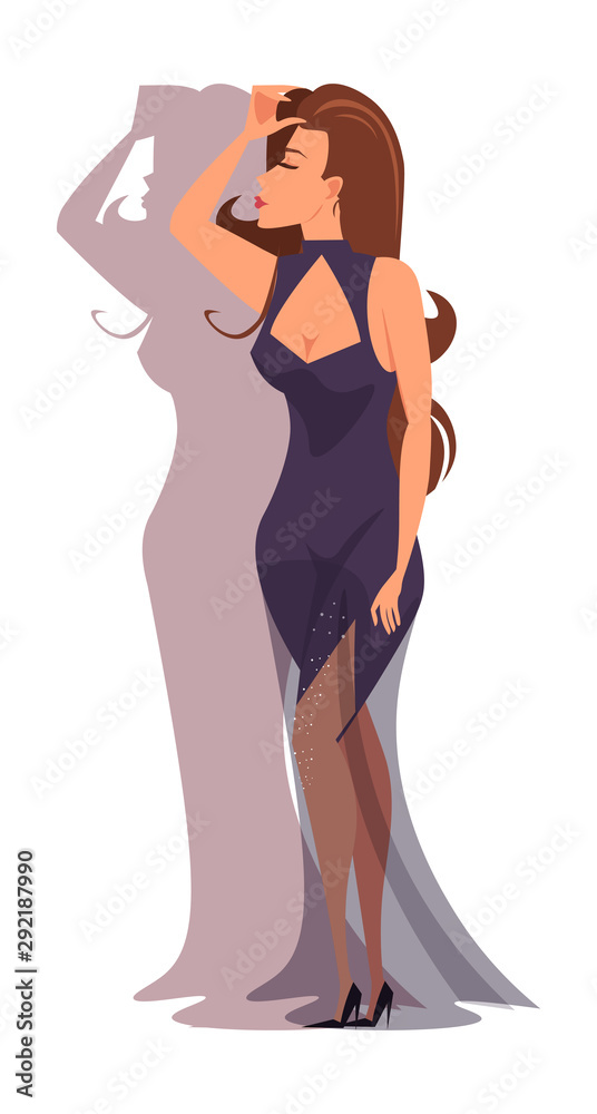 Female fashion model flat vector illustration Female fashion model flat vector illustration