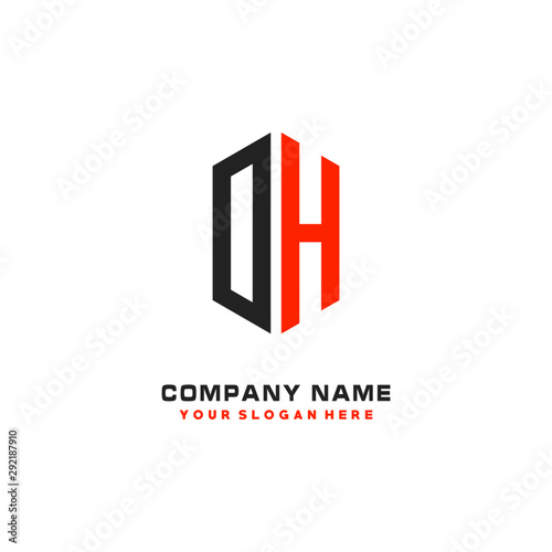 OH Initial Letter Logo Hexagonal Design, initial logo for business,